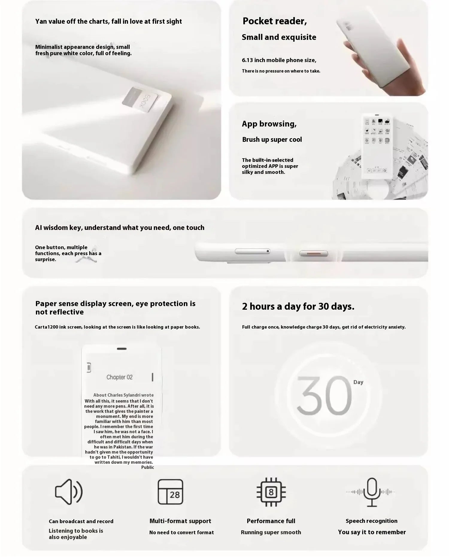 Onxy Boox P6 E-Book Reader Electronic Portable Ink Screen Smart Electronic 6.13inches Paper Eye Protection Ebook Reader Custom